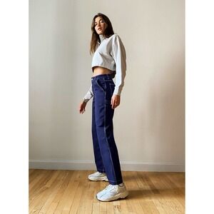 Aritzia TNA Greenwich Carpenter Jeans Navy Blue Contrast Stitch Straight Leg 00